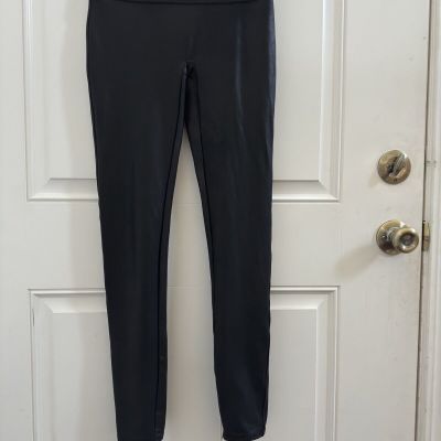 SPANX Faux Leather Black Stretchy Leggings Size Medium